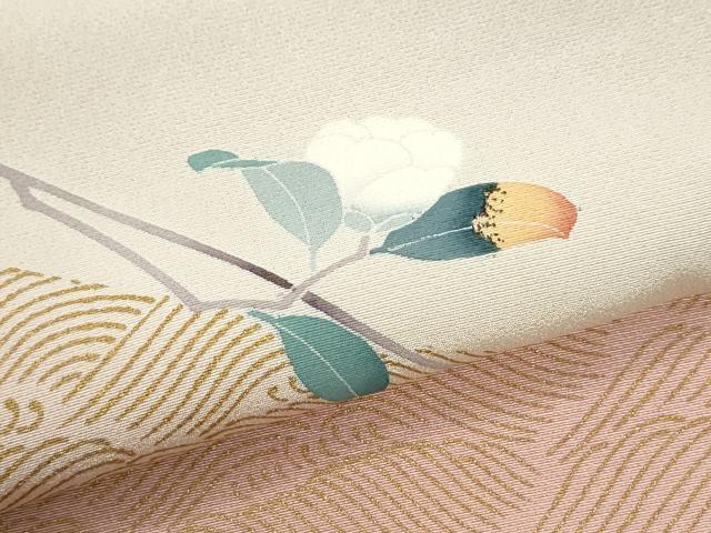 平和屋着物●訪問着　友禅　刺繍　立波枝花文　暈し染め　金彩　正絹　逸品　CABM4455yc