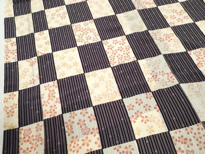 平和屋着物●長襦袢　無双仕立て　市松竹並び舞桜文　半衿刺繍　洗える着物　未使用　CABM4457yc