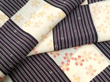 平和屋着物●長襦袢　無双仕立て　市松竹並び舞桜文　半衿刺繍　洗える着物　未使用　CABM4457yc