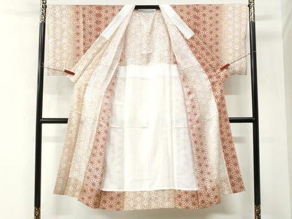 平和屋着物●長襦袢　無双仕立て　麻の葉花文　正絹　逸品　CABM4458yc