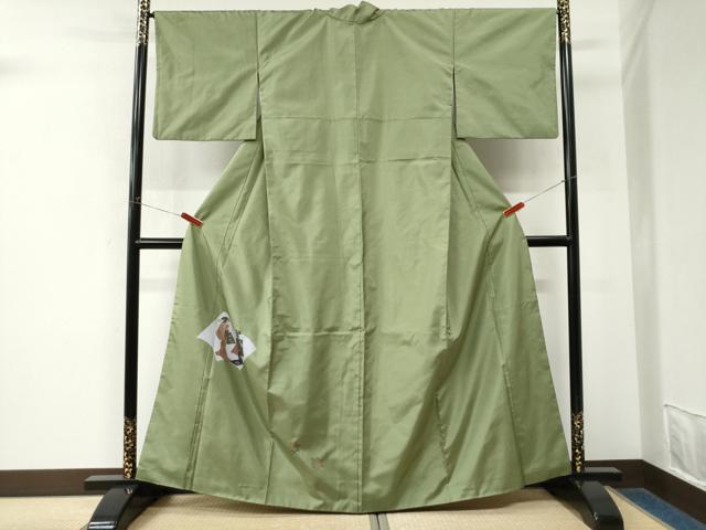 平和屋着物●色留訪問着　本場染大島紬　冊子人物楓文　正絹　逸品　CABM4464yc