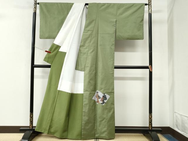 平和屋着物●色留訪問着　本場染大島紬　冊子人物楓文　正絹　逸品　CABM4464yc