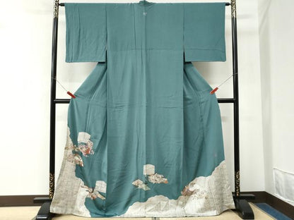 平和屋着物●松尾光琳　色留袖　十二単　銀彩　鬼しぼ縮緬　ロング丈　正絹　逸品　CABM4466yc