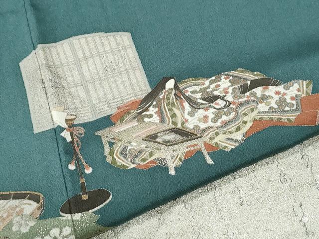 平和屋着物●松尾光琳　色留袖　十二単　銀彩　鬼しぼ縮緬　ロング丈　正絹　逸品　CABM4466yc