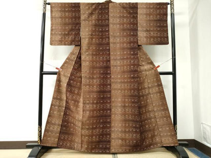 平和屋着物●上質な紬　横段吉祥文　正絹　逸品　未使用　CABM4471yc
