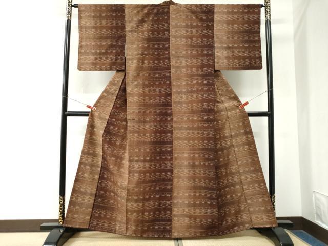 平和屋着物●上質な紬　横段吉祥文　正絹　逸品　未使用　CABM4471yc