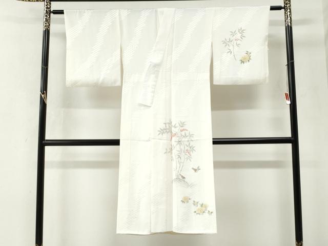 平和屋着物●長襦袢　無双仕立て　手描き　雀　葡萄花文　さが美扱い　正絹　逸品　CABM4473yc