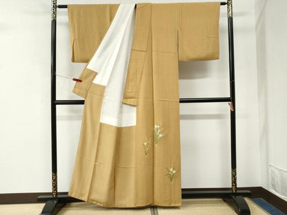 平和屋着物●豪華色留袖　総刺繍　草花文　金糸　正絹　逸品　CABM4474yc
