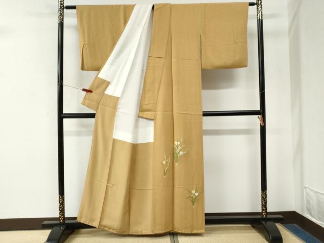 平和屋着物●豪華色留袖　総刺繍　草花文　金糸　正絹　逸品　CABM4474yc