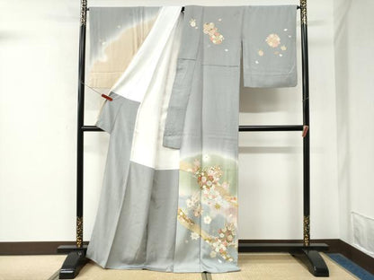 平和屋着物●訪問着　鬘帯流水舞桜文　暈し染め　金彩　正絹　逸品　CABM4476yc