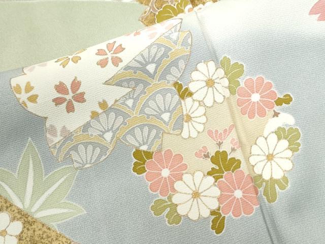 平和屋着物●訪問着　鬘帯流水舞桜文　暈し染め　金彩　正絹　逸品　CABM4476yc