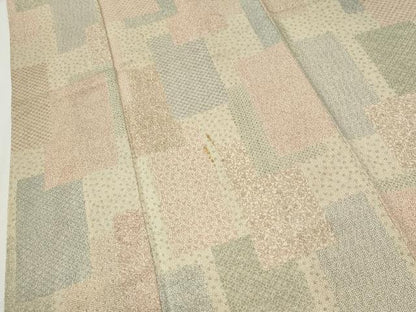 平和屋着物●人間国宝　初代六谷梅軒の息子　二代目　六谷梅軒(六谷博臣)江戸小紋　色紙重ね吉祥花文　正絹　逸品　CABM4480yc