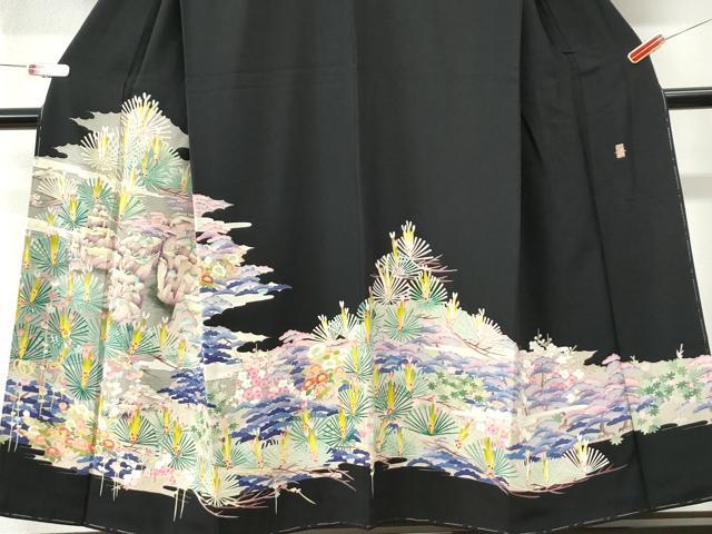 平和屋着物●本加賀友禅作家　東藤岳　黒留袖　浜松花文　正絹　逸品　CABM4484yc