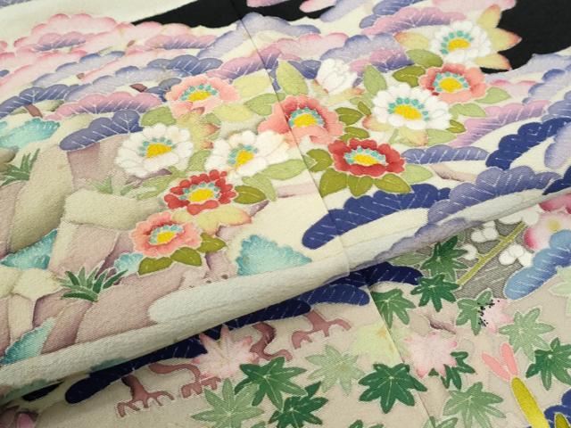 平和屋着物●本加賀友禅作家　東藤岳　黒留袖　浜松花文　正絹　逸品　CABM4484yc