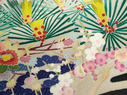 平和屋着物●本加賀友禅作家　東藤岳　黒留袖　浜松花文　正絹　逸品　CABM4484yc