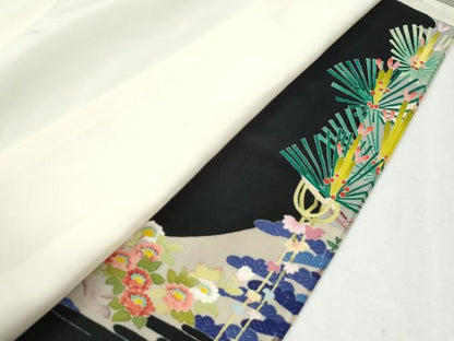 平和屋着物●本加賀友禅作家　東藤岳　黒留袖　浜松花文　正絹　逸品　CABM4484yc