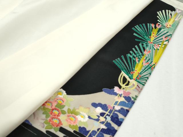 平和屋着物●本加賀友禅作家　東藤岳　黒留袖　浜松花文　正絹　逸品　CABM4484yc
