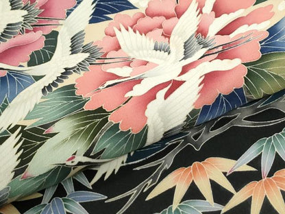 平和屋着物●豪華黒留袖　友禅　作家物　飛鶴松竹梅　正絹　逸品　CABM4486yc