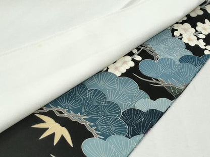 平和屋着物●豪華黒留袖　友禅　作家物　飛鶴松竹梅　正絹　逸品　CABM4486yc