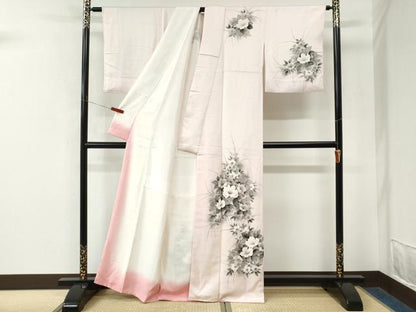 平和屋着物●訪問着　草花文　暈し染め　正絹　逸品　CABM4491yc