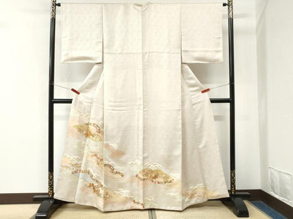 平和屋着物●色留訪問着　作家物　駒刺繍　雲重ね宝尽くし花唐草文　金彩　正絹　逸品　CABM4492yc