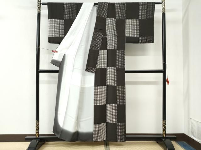 平和屋着物●上質な小紋　変わり市松吉祥文　正絹　逸品　CABM4500yc