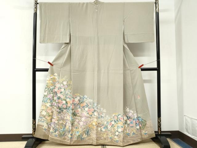 平和屋着物●豪華色留袖　友禅　作家物　流水草花文　暈し染め　正絹　逸品　CABM4502yc