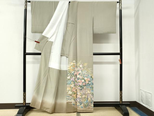 平和屋着物●豪華色留袖　友禅　作家物　流水草花文　暈し染め　正絹　逸品　CABM4502yc