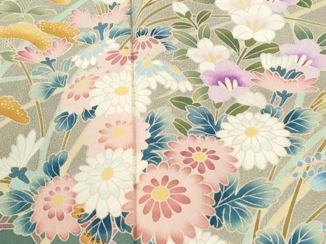 平和屋着物●豪華色留袖　友禅　作家物　流水草花文　暈し染め　正絹　逸品　CABM4502yc
