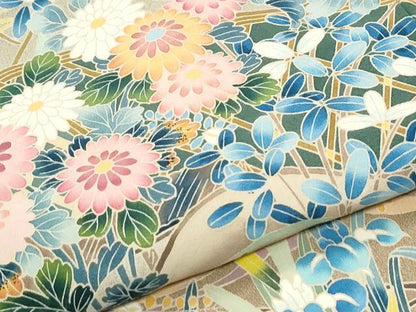 平和屋着物●豪華色留袖　友禅　作家物　流水草花文　暈し染め　正絹　逸品　CABM4502yc