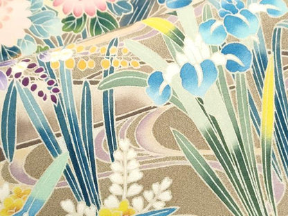 平和屋着物●豪華色留袖　友禅　作家物　流水草花文　暈し染め　正絹　逸品　CABM4502yc