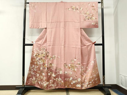 平和屋着物●訪問着　駒刺繍　文箱花蝶文　暈し染め　金彩　正絹　逸品　CABM4504yc