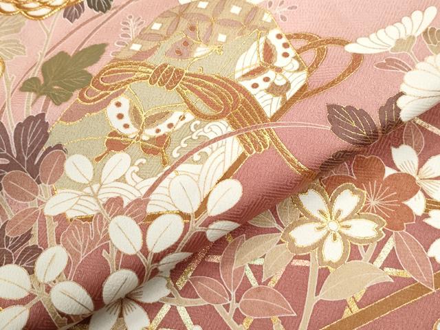 平和屋着物●訪問着　駒刺繍　文箱花蝶文　暈し染め　金彩　正絹　逸品　CABM4504yc