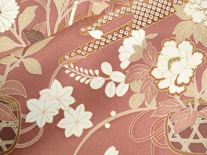 平和屋着物●訪問着　駒刺繍　文箱花蝶文　暈し染め　金彩　正絹　逸品　CABM4504yc