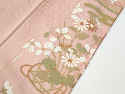 平和屋着物●訪問着　駒刺繍　文箱花蝶文　暈し染め　金彩　正絹　逸品　CABM4504yc