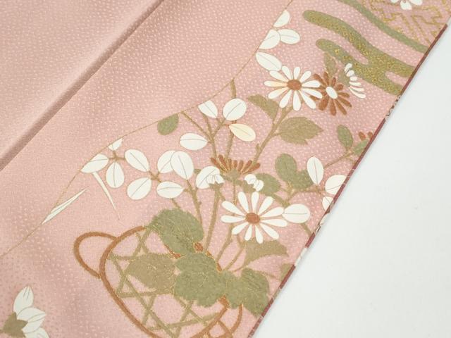 平和屋着物●訪問着　駒刺繍　文箱花蝶文　暈し染め　金彩　正絹　逸品　CABM4504yc