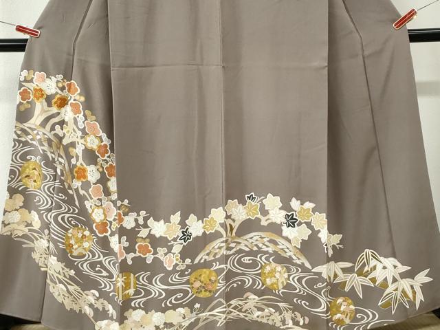 平和屋着物●豪華色留袖　駒刺繍　流水松竹梅　金彩　正絹　逸品　CABM4506yc