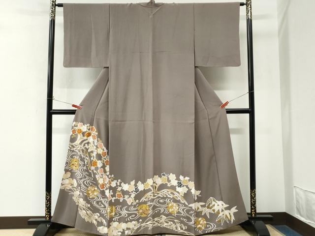 平和屋着物●豪華色留袖　駒刺繍　流水松竹梅　金彩　正絹　逸品　CABM4506yc
