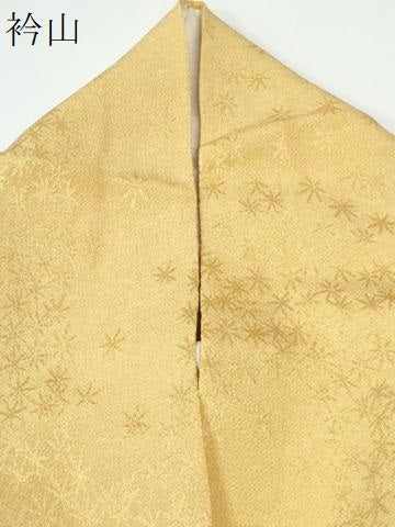 平和屋着物●上質な色無地　舞花地紋　花葉色　鬼しぼ縮緬　三越扱い　正絹　逸品　CABM4507yc