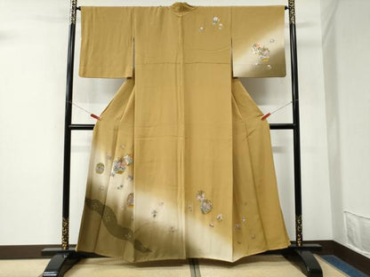 平和屋着物●中国三大刺繍　スワトウ刺繍　訪問着　仕覆花文　暈し染め　金彩　正絹　逸品　CABM4509yc