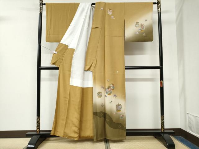平和屋着物●中国三大刺繍　スワトウ刺繍　訪問着　仕覆花文　暈し染め　金彩　正絹　逸品　CABM4509yc