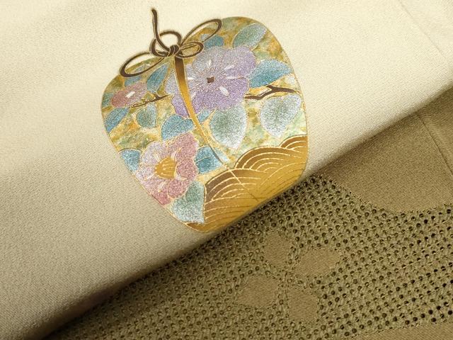 平和屋着物●中国三大刺繍　スワトウ刺繍　訪問着　仕覆花文　暈し染め　金彩　正絹　逸品　CABM4509yc