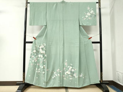 平和屋着物●訪問着　枝菊梅花文　正絹　逸品　CABM4512yc