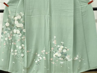 平和屋着物●訪問着　枝菊梅花文　正絹　逸品　CABM4512yc