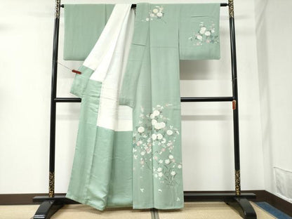 平和屋着物●訪問着　枝菊梅花文　正絹　逸品　CABM4512yc
