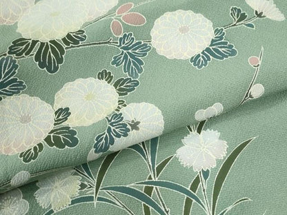 平和屋着物●訪問着　枝菊梅花文　正絹　逸品　CABM4512yc