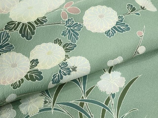平和屋着物●訪問着　枝菊梅花文　正絹　逸品　CABM4512yc