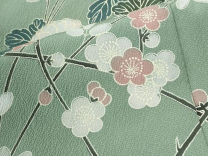平和屋着物●訪問着　枝菊梅花文　正絹　逸品　CABM4512yc