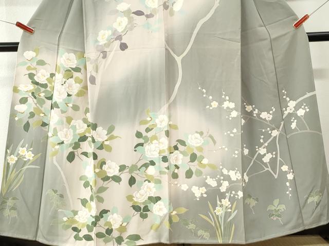 平和屋着物●訪問着　刺繍　枝花文　暈し染め　金彩　正絹　逸品　CABM4515yc