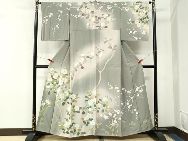 平和屋着物●訪問着　刺繍　枝花文　暈し染め　金彩　正絹　逸品　CABM4515yc